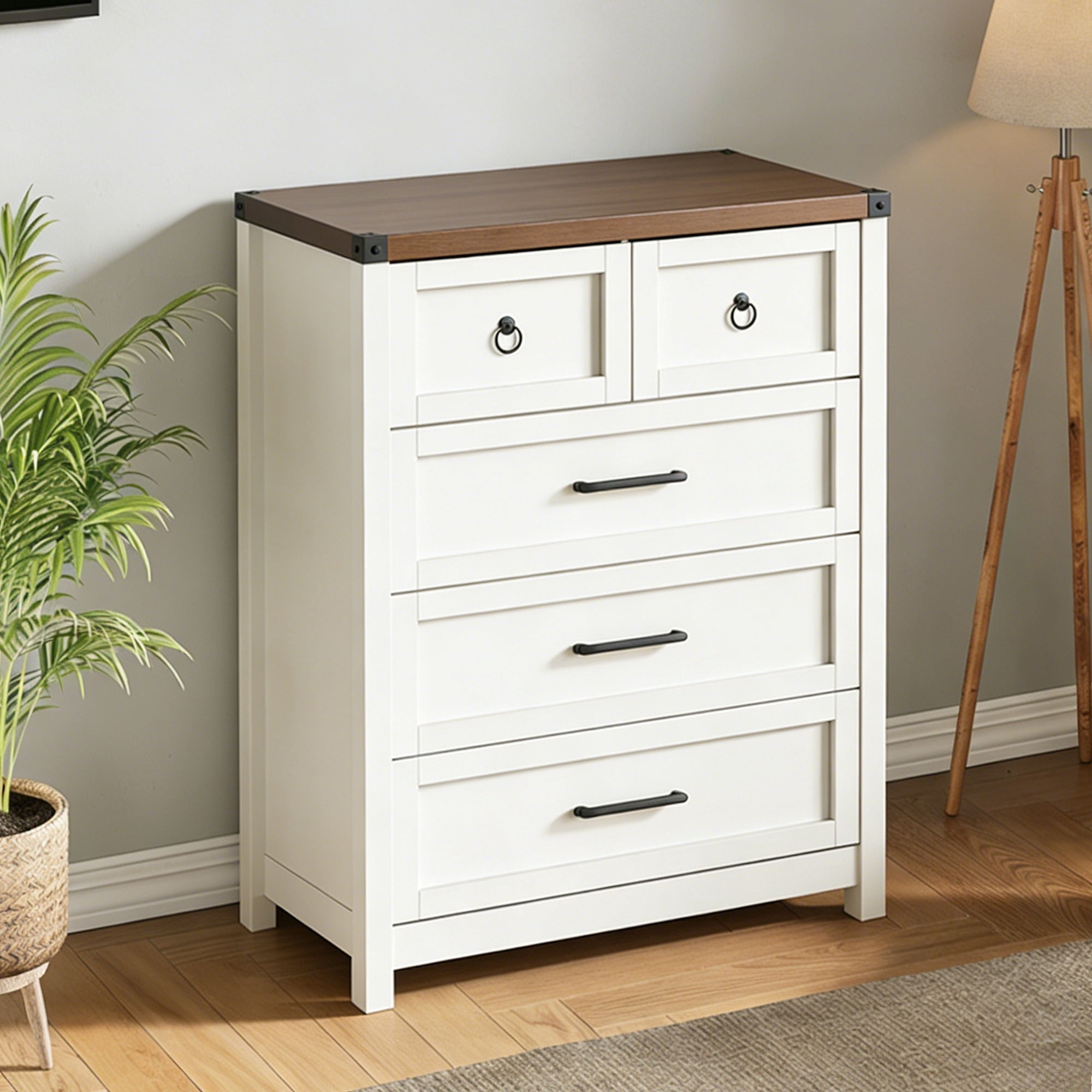 Conate 5 Drawer Dresser for Bedroom, Farmhouse 41.3" Tall Chest of Dresser with Large Storage, Wood Storage Dresser and Organizer for Living Room, Hallway, Closet
