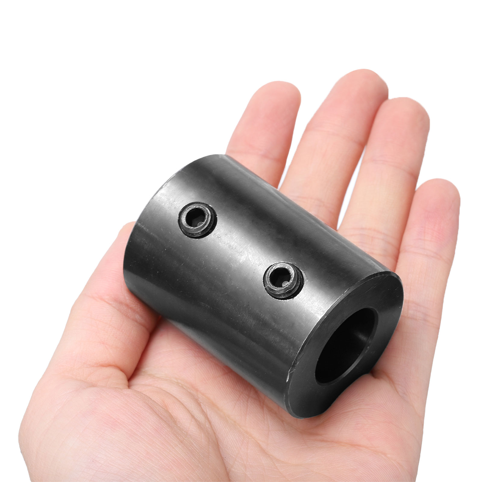2 Pack Shaft Coupling 3/4" Bore, 1-1/2" OD, 2" Length, Black Oxide Plated Steel Rigid Coupling, (2 Set Screws)