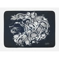 thumbnail image 1 of Zodiac Bath Mat, Head Shape of Astrological Leo Portrait with Swirling Flower Branches Image Print, Non-Slip Plush Mat Bathroom Kitchen Laundry Room Decor, 29.5 X 17.5 Inches, Blue Silver, Ambesonne, 1 of 2