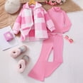 thumbnail image 2 of SUYOLL Children Girls Outfit Sets Fall Outfits Sets 4 7 Years Old Fall Plaid Jacket with Ribbed Top and Pants 3 Piece Casual Party Beach Outfit Casual Cute Clothes, 2 of 7