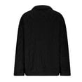 thumbnail image 7 of Fleece Quarter Zip Pullover Women Cable Knit Cozy Fuzzy Sherpa Sweater Oversized Long Sleeve Soft Half Zip Sweatshirt Black XL, 7 of 7
