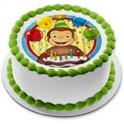 Curious George the Monkey Birthday Edible Frosting Image  8" Round Cake Topper ABPID07669
