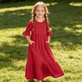 thumbnail image 4 of Girls Tiered Maxi Dresses Half Sleeve Ruffle Hem Long Dress Summer Casual Vacation Outfits Red, Size 5 Y, 4 of 7