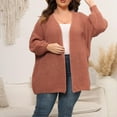 thumbnail image 5 of Lovskoo 2024 Cardigan Sweaters for Women Plus Size Open Front Long Sleeve Solid Color Thick Woolen Trendy Loose Coat Oversized Winter Outerwear Tops Pink, 5 of 6