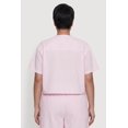 thumbnail image 4 of Women's Plus Size Striped Poplin Button Front Short Sleeve Shirt, 4 of 4