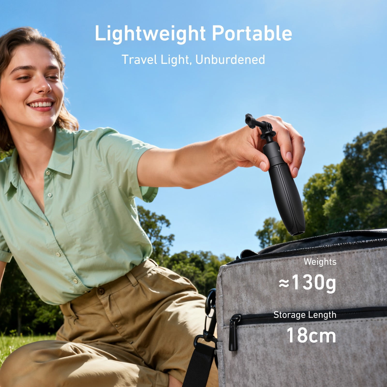 Mini Selfie Stick 3.0 is Compatible with Action Cameras, 2-in-1 Lightweight Selfie Stick & Tripod with 360° Ball Head for DJI Action, GoPro & Insta360