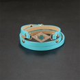 thumbnail image 2 of Joyería de pulsera de cuero de PU con forma de rectángulo geométrico multicapa vintage (azul cielo), 2 of 2
