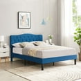 thumbnail image 3 of VECELO Full Bed Frame Upholstered Platform Bed Frame with Diamond Tufted Adjustable Headboard, Wooden Slats Support, No Box Spring Needed, Blue, 3 of 8