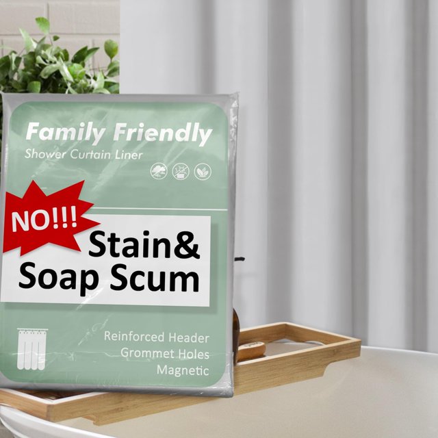 Barossa Design Cortina de ducha con patas de garra con 12 imanes – 36 ganchos de metal incluidos, 180 pulgadas de ancho x 70 pulgadas de alto, PEVA impermeable sin PVC, ojales de metal – esmerilado, 1