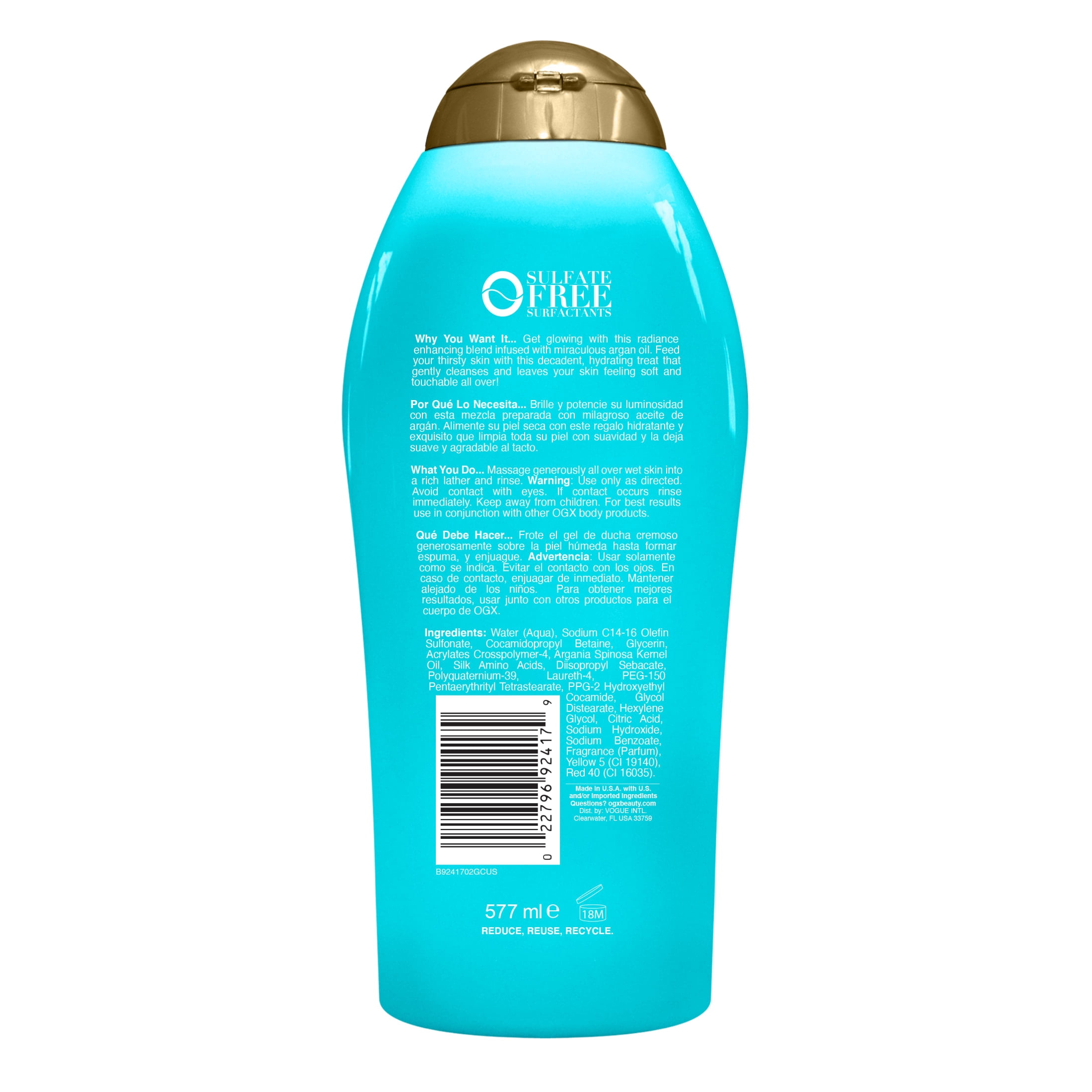 OGX Radiant Glow + Argan Oil of Morocco Body Wash, 19.5 fl. oz