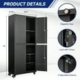 thumbnail image 3 of AUHUP 73" Rolling Garage Storage Cabinets with 3 Adjustable Shelves, Metal Storage Cabinet with Wheels, Black Tool Cabinet for Garage,Home,Warehouse,Workshop, 3 of 9