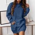 thumbnail image 2 of Clearance! Yajing Oversized Hoodies for Women Women's Trendy Dress 2025 Fall Solid Color Long Sleeve Mini Dresses with Pocket Comfy Soft Classic T Shirt Dresses Hoodies for Women Blue L, 2 of 5