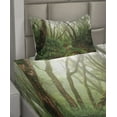 thumbnail image 2 of Ambesonne Tropical Fitted & Top Sheet Set with Sham, Exotic Jungle Forest, Green Brown, 2 of 4
