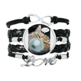 thumbnail image 1 of Helpless Squinting Expression Head Cat Bracelet Love Accessory Twisted Leather Knitting Rope Wristband, 1 of 3