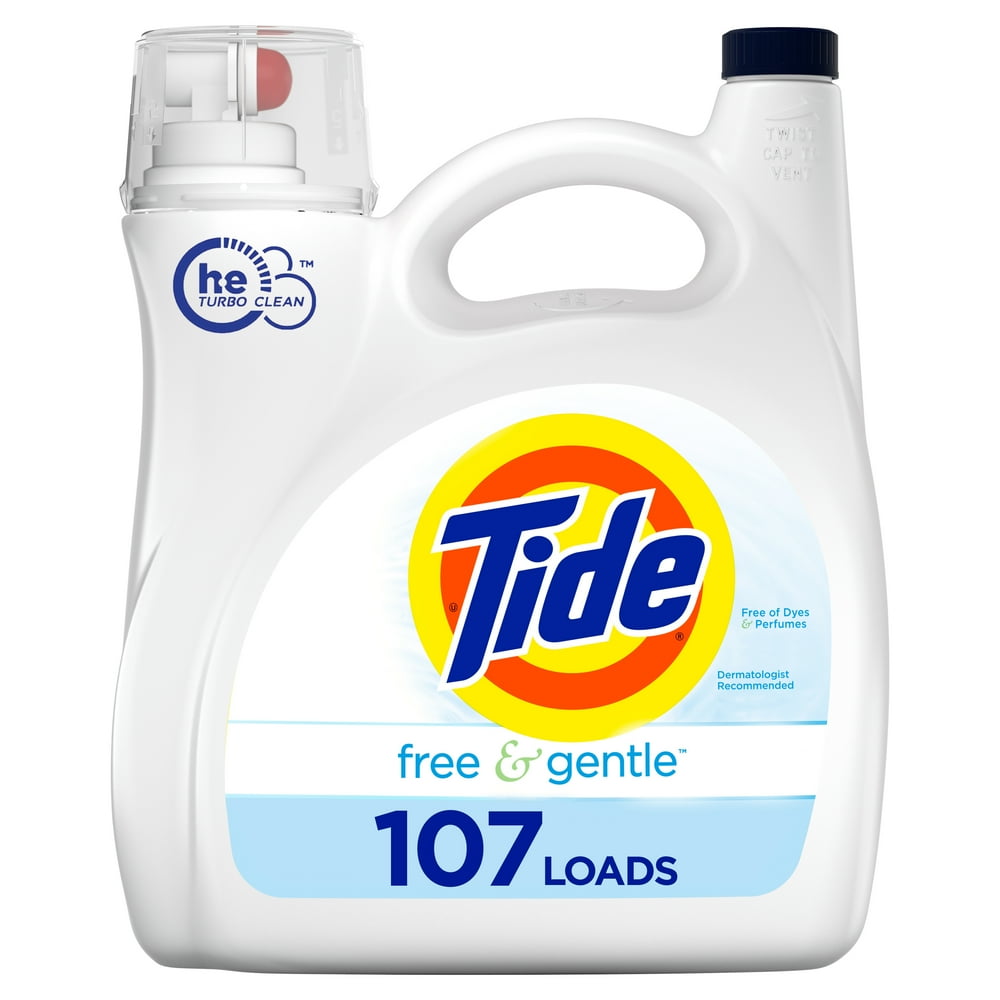 Tide Free & Gentle Liquid Laundry Detergent, 107 Loads 154 Fluid Ounce