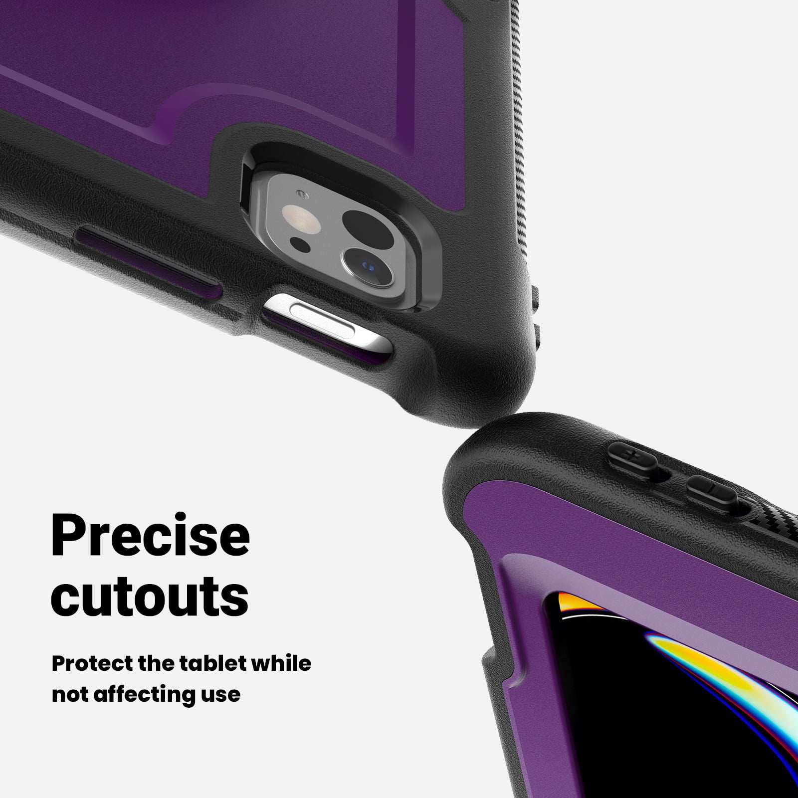 ELEHOLD Case for Apple iPad Pro 13 2024,Soft TPU Rugged Durable Case with 360° Rotating Hand Strap & Foldable Hidden Stand & Pencil Holder,Purple