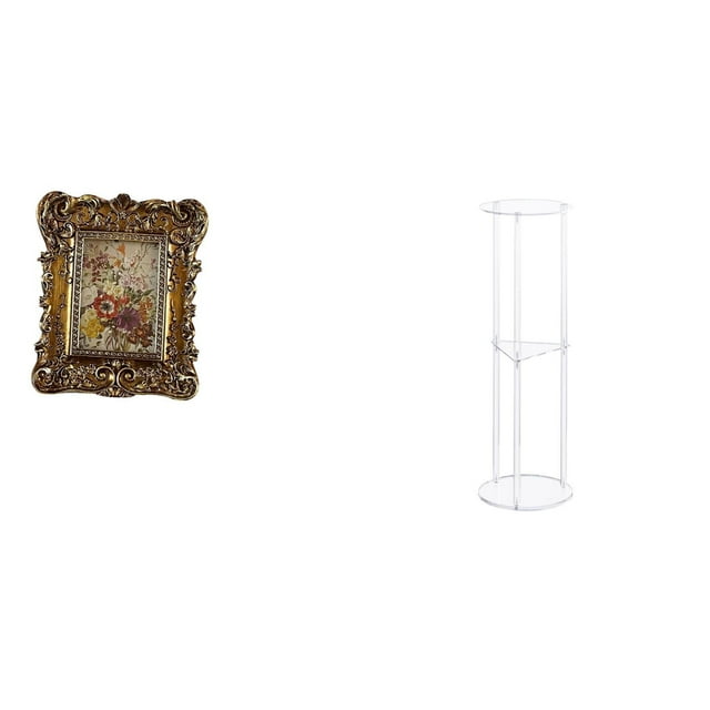 Marco de fotos floral acrílico de mesa, soporte de pared antiguo con soporte transparente, pequeño, ahorra espacio, ideal como mesita de noche para of