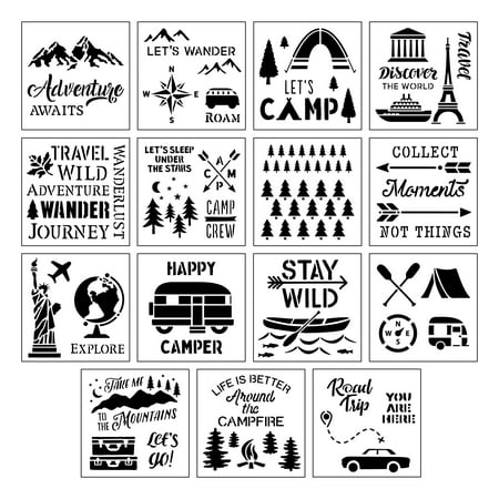 UPC: 0195158803396 | Camping & Travel Stencils by Craft Smart®  12  x 12