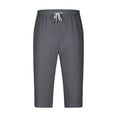 thumbnail image 4 of Cavosen Wide Leg Pants for Men Linen Cropped Pants Drawstring Flowy Trousers Summer Breathable Beach Pants with Pockets, 4 of 9