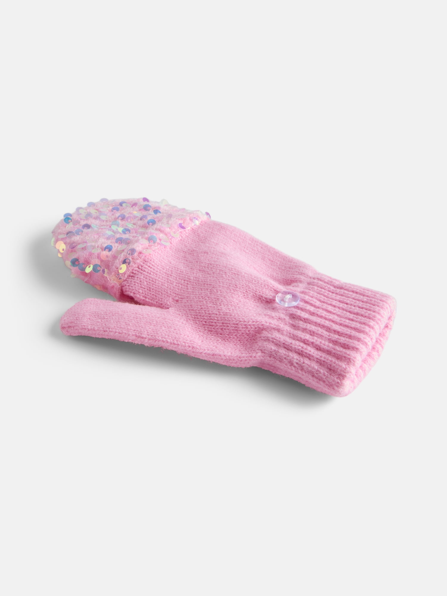 Justice Girls Velvet Sequin Bow Faux Fur Earmuff and Flip Top Glove Set, Pink