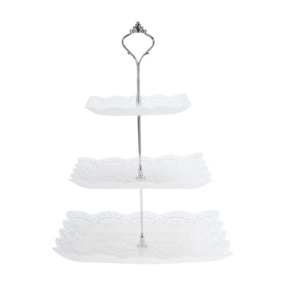 Unique Bargains 3 Tier Dessert Cupcake Stand Holder Square Cup Cake Tower