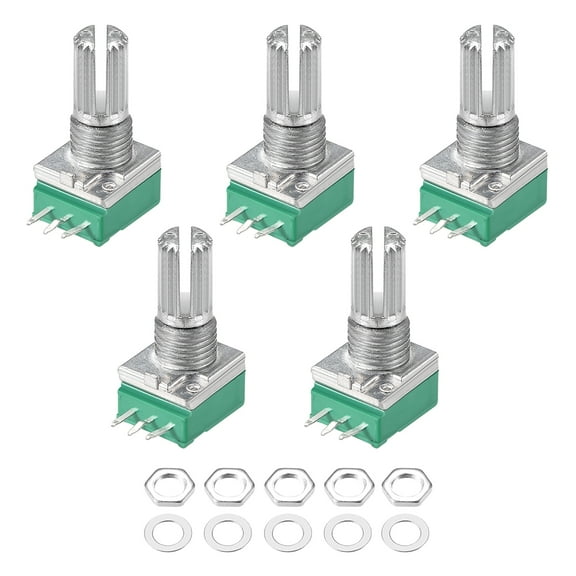 Uxcell 100K Ohm Variable Resistors Single Rotary Carbon Film Taper Potentiometer, 5pack
