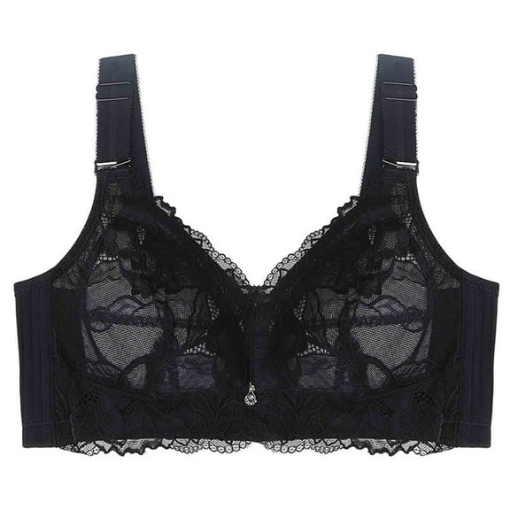 Bralettes for Women Lace No Underwire Bra Feature V-Neck T-Shirt Bra Style W-1588 Black L