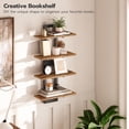 thumbnail image 3 of HOOBRO Set of 2 15-Inch 2-Tier Floating Wall Shelves, Rustic Brown and Black, 3 of 13