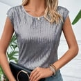 thumbnail image 4 of Womens Fashion Tees Tops Glitter Sequin Cap Sleeve Casual Crew Neck Sleeveless Summer Outfits Clothes 2026 Gray, 4 of 9