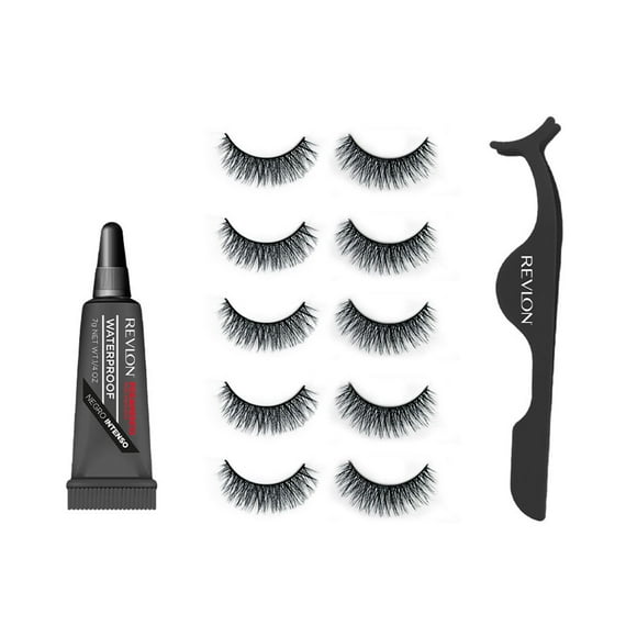 Revlon Set de 5 pares de Pestañas Modelo 5 con Aplicador y Pegamento negro Mix5