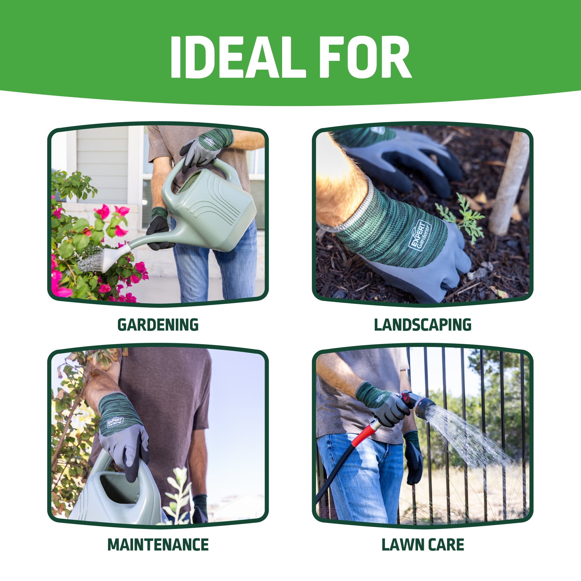 Expert Gardener Mens Coated Latex Gardening Gloves, Size L