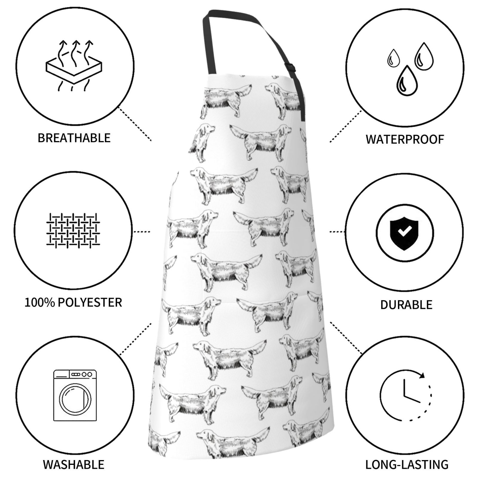Kdxio Labrador Retriever Dog Apron with Pockets Adjustable Kitchen Aprons for Men Women Waterproof Aprons for Cooking,Drawing,Crafting, Baking Household Cleaning