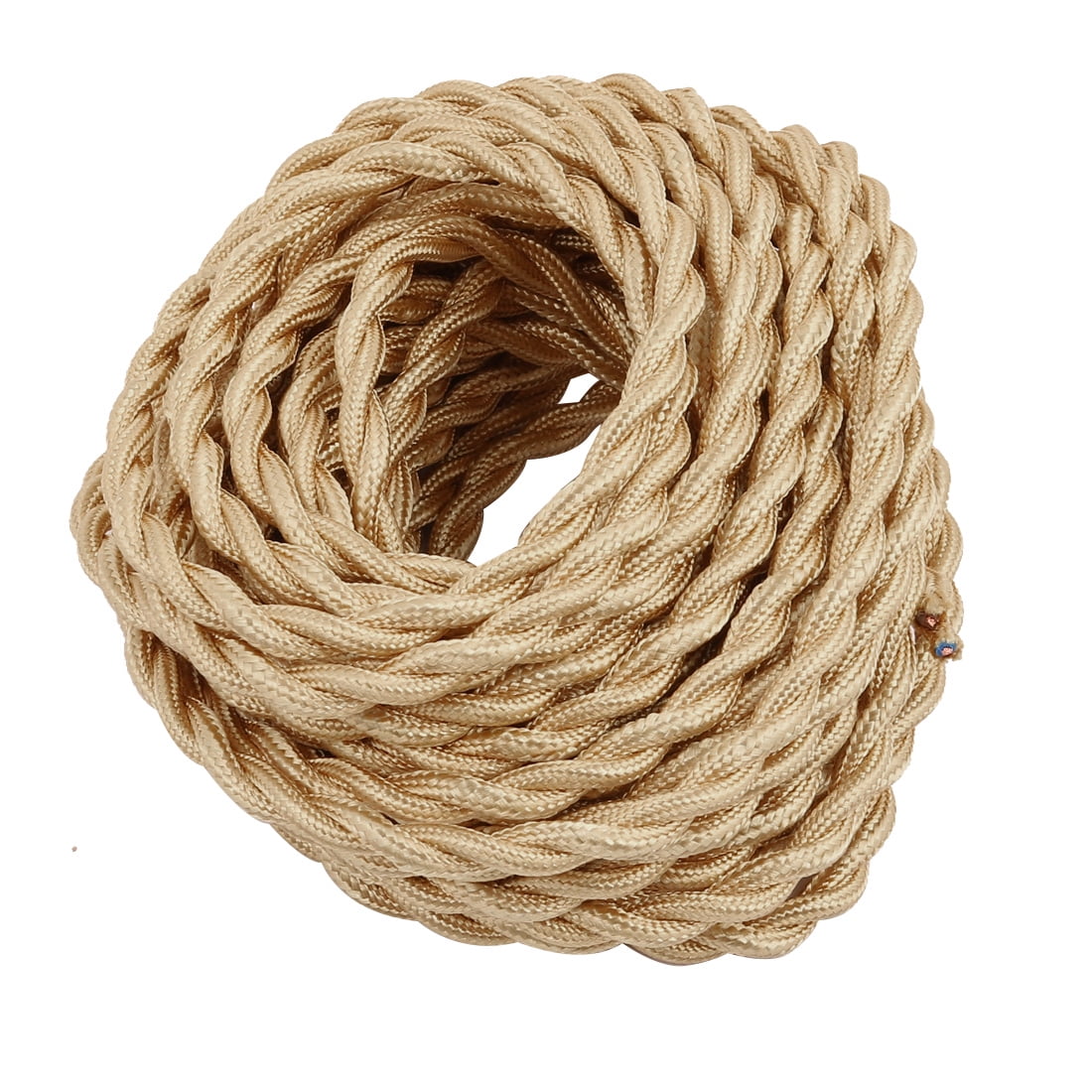 Unique Bargains DIY Dual Core Gold Tone Braided Cable Electrical Wire Power Cord 8 Meters Long