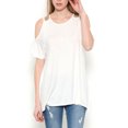 thumbnail image 2 of MIRMARU Women's Round Neck Open Cold Shoulder Short Sleeve Swing Tunic Top Blouse., 2 of 5