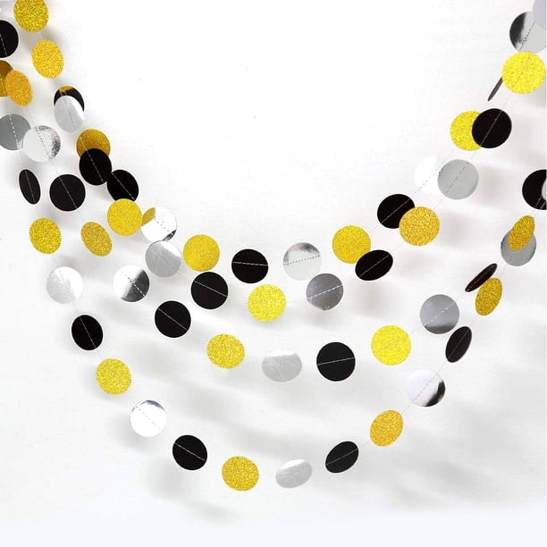 35pcs Gold Silver Black Hanging Round Disc Garland Party Supplies Hanging Decoration Round Disc Streamer Round Streamers