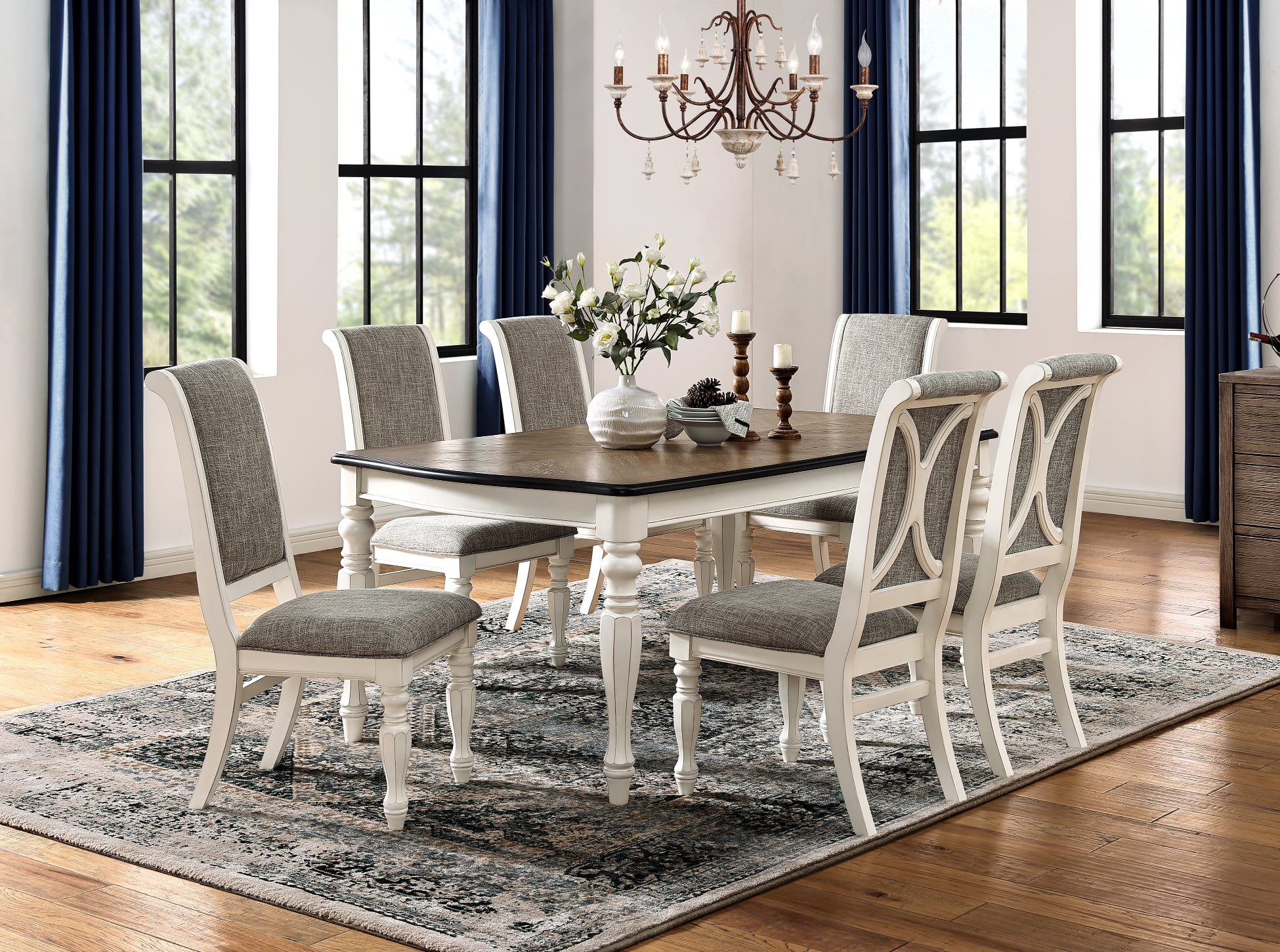 Roundhill Furniture Belleza French Country 7Piece Dining Set in