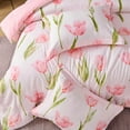 thumbnail image 7 of Koniroom 3 Pieces Pink Floral Comforter Set Queen Size, Tulips Botanical Bedding Sets with Cute Flowers for Teen Girls (90x90 Inches), 7 of 7