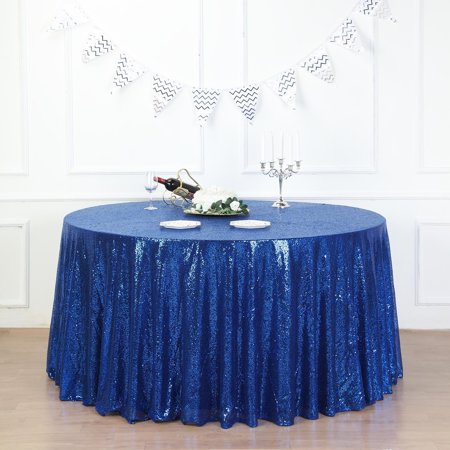 

132 Royal Blue Premium Sequin Round Tablecloth Sparkly Tablecloth - Pack of 1 Tablecloth