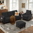 thumbnail image 3 of Soscana Convertible Sectional Sofa & Accent Chair,3 Seat L Shaped Couch with Reversible Storage Ottoman&Side Pockets, for Living Room Office Apartment Apt, 3 of 8