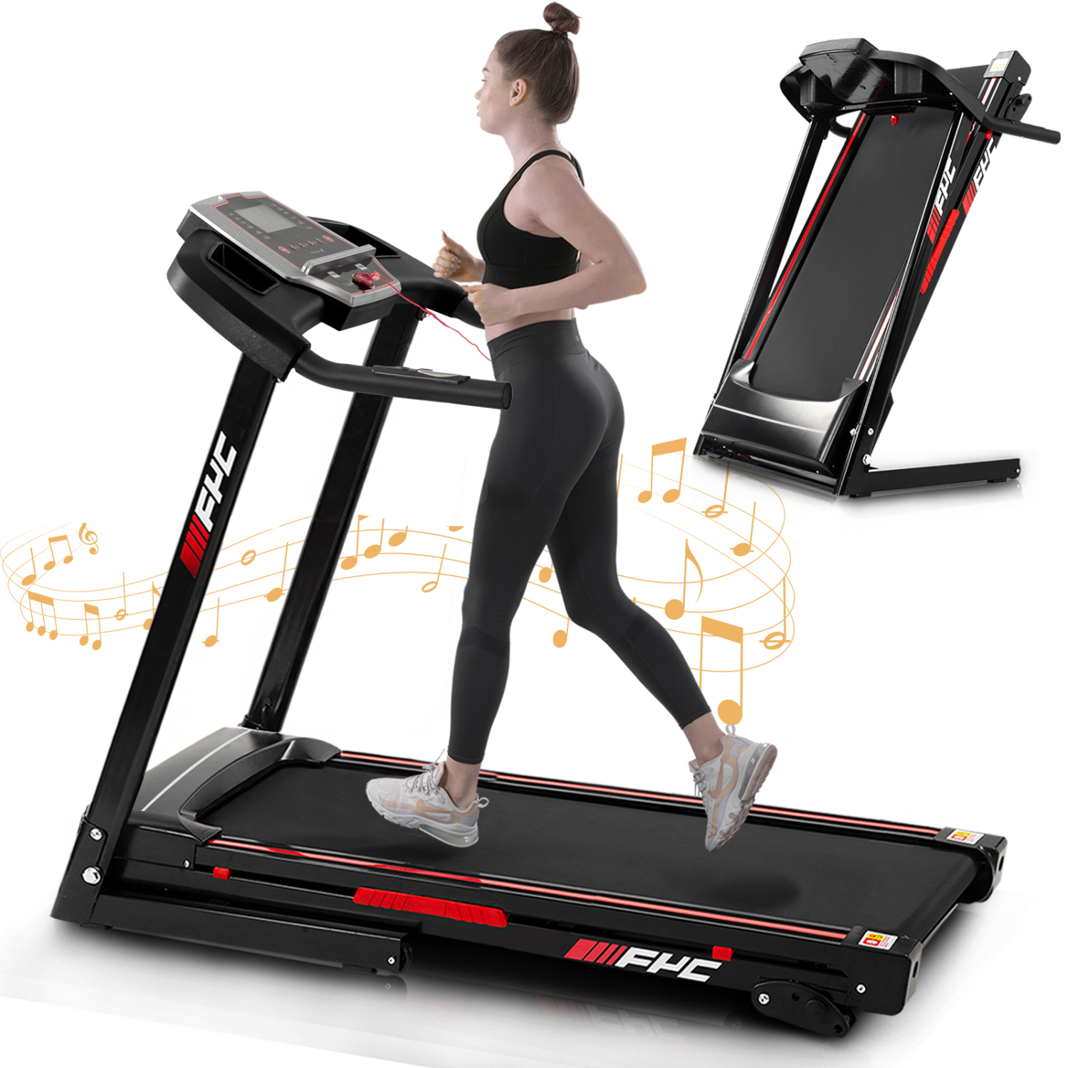 HLAiLL 3.5HP Folding Treadmill Foldable Home Fitness Equipment with LCD for Walking & Running