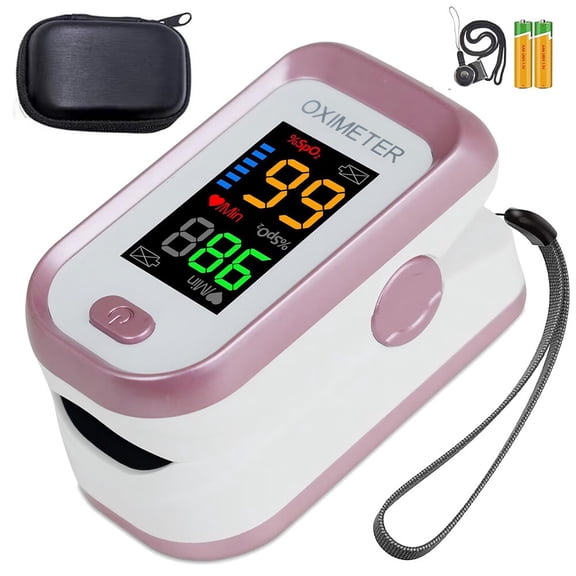 Fingertip Pulse Oximeter,Blood Oxygen SpO2 Sports and Aviation Fingertip Monitor,Pediatric Pulse Oximeter with Lanyard,Rose Gold