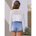 thumbnail image 3 of DARING DIVA Crochet Cropped Cardigan Long Sleeve Tie Front Bolero Shrug XS White, 3 of 6