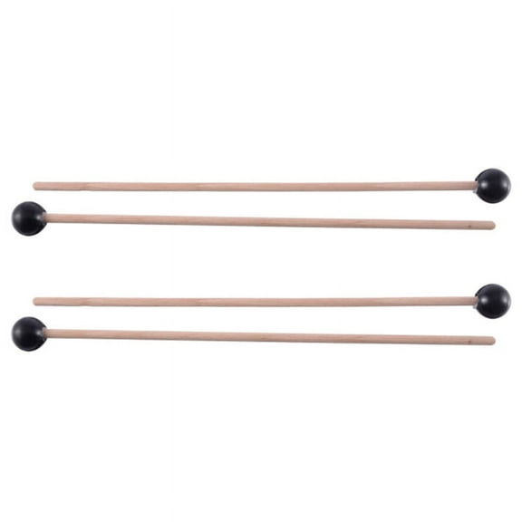 4Pcs Soft Rubber Head Sticks Wood Handle Bell Mallets for Glockenspiel Xylophone Music Instruments Parts Black