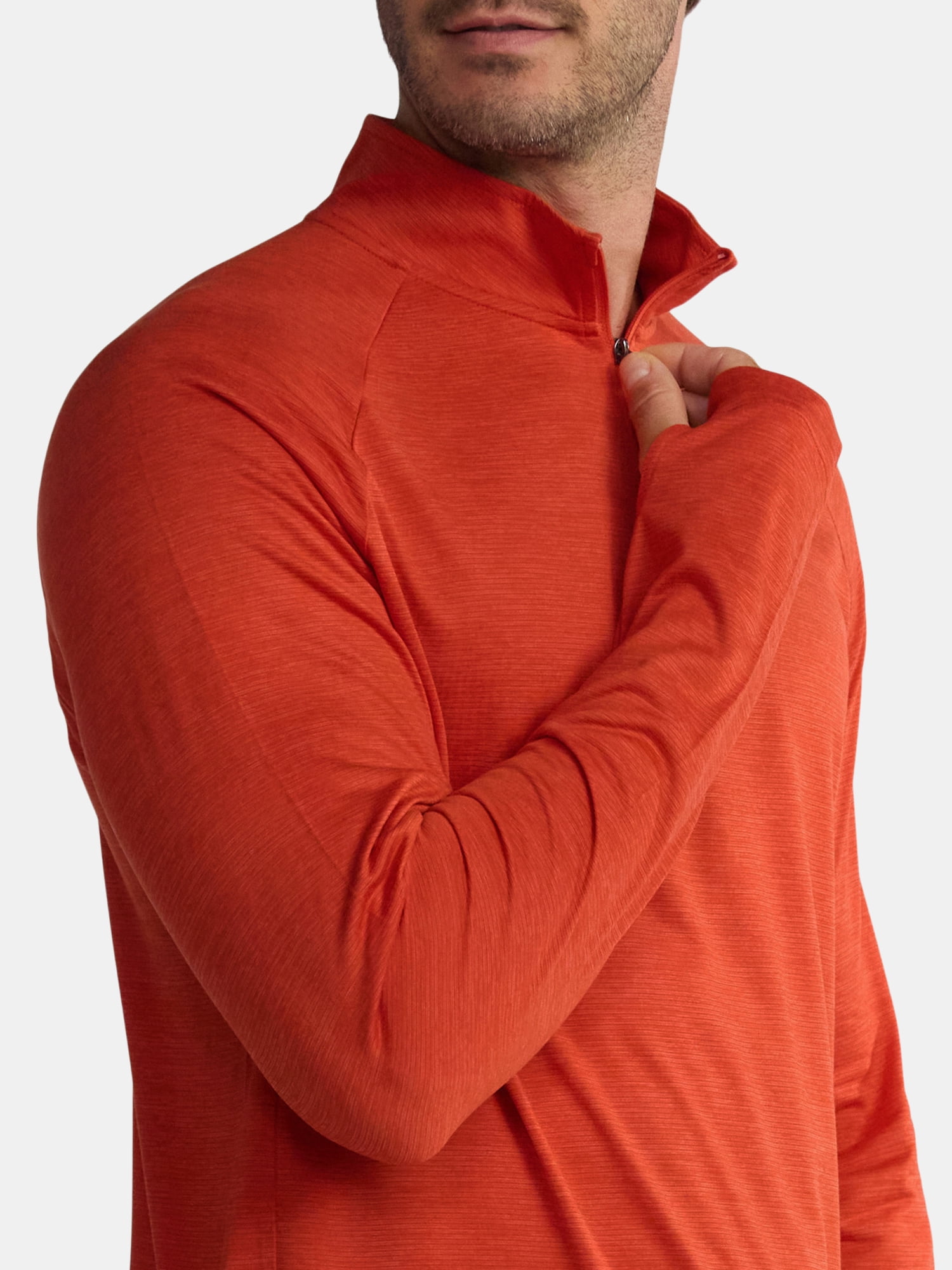 Athletic Works Men's & Big Men's Space Dye Jersey Quarter Zip Long Sleeve Shirt, Sizes S-3XL