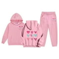 thumbnail image 2 of HUAXUN-Girls Heart Print 2PC Tracksuit Cotton Outfit Sweatshirts Sweatpants Set Youth Girls Pullover Casual Hooded Tops Pants Tracksuits,Matching Fleece Hoodie & Pants Set(A-Black,2-3Years), 2 of 7