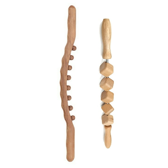 LNGOOR 2PCS Wood Therapy Massage Tools, Lymphatic Drainage Massager, Handheld Wood Therapy Massage Roller for Anti Cellulite Lymphatic Drainage