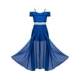 thumbnail image 3 of CHICTRY Kids Girls Off-the-Shoulder Overlay Romper Dress Chiffon Floral Lace Prom Ball Gown Royal Blue 14, 3 of 7