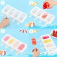 thumbnail image 4 of Moldes para Helados de Silicona Paquete de 2, 8 Cavidades Totales + 100 Palillos de Helado, Grado Alimenticio Sin BPA, Reutilizables para Paletas DIY, Postres y Mousse(2PCS-Blanco), 4 of 4