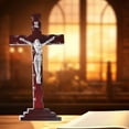 thumbnail image 6 of Wooden Wall Crucifix Cross Jesus Statue Figurine Pine Craft Christmas Home Living Room Ornament, 6 of 9