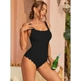 thumbnail image 4 of Womens Moderate Cut One Piece Swimwear Retro Wide Straps Bath Suit Ribbed Swimsuit, 4 of 6